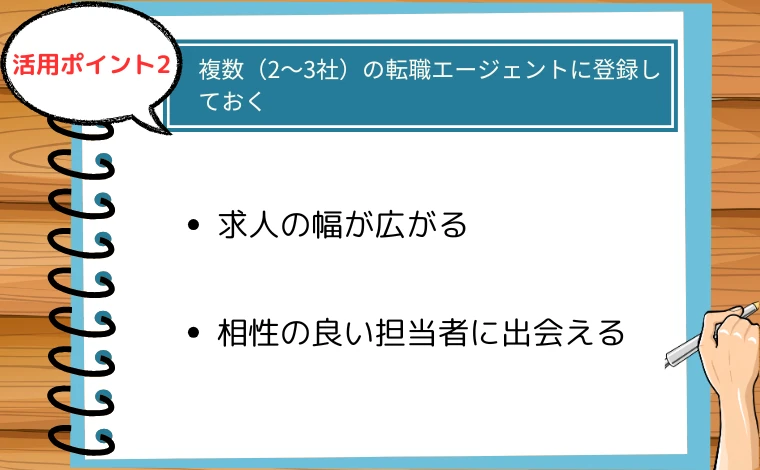 リクルートエージェント活用時のコツ「複数（2〜3社）の転職エージェントに登録する」