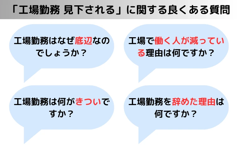 「工場勤務 見下される」に関する良くある質問