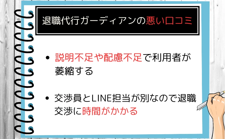 退職代行ガーディアンの悪い口コミ